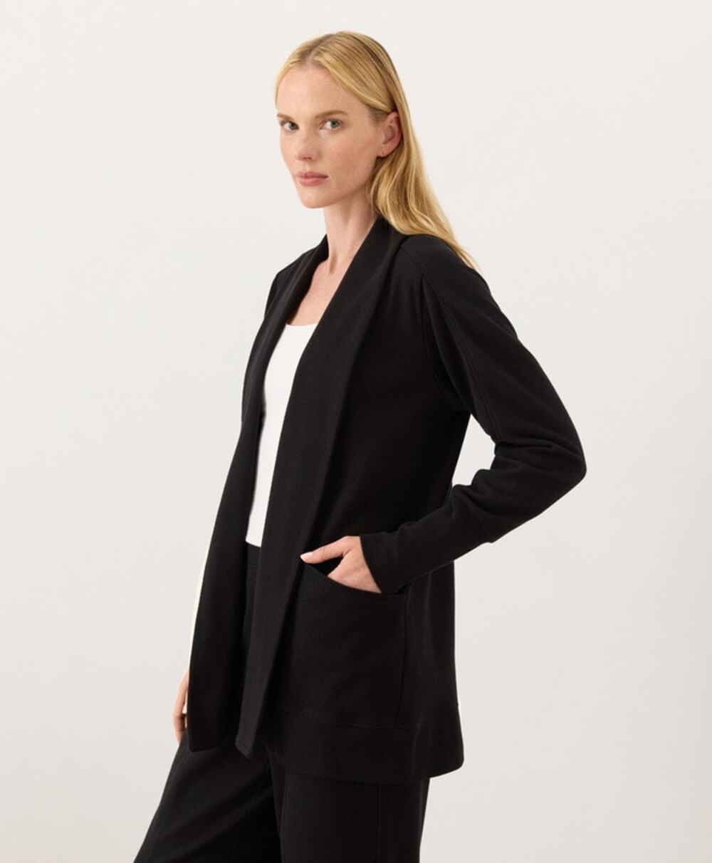 NWOT Pact Airplane Cardigan Womens Sz Medium Black Organic Cotton Travel Capsule